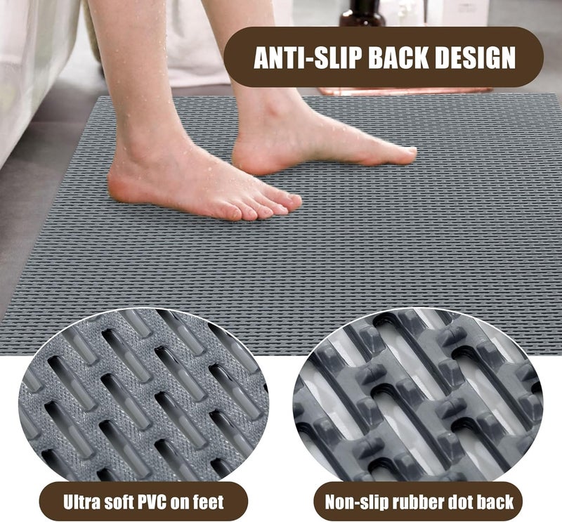 HOMBYS 35 x 24 Extra Large Shower Mat for Shower Stall Tub, Non Slip Bath Mat Bathroom Accessories, PVC Mats for Shower and Bathroom, Quick Drying, (Gray, 35"x24") - Image 4